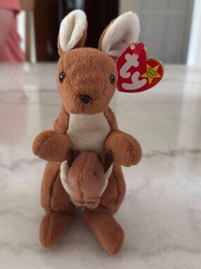 VINTAGE 90S TY BEANIE BABY POUCH KANGAROO WITH BABY JOEY